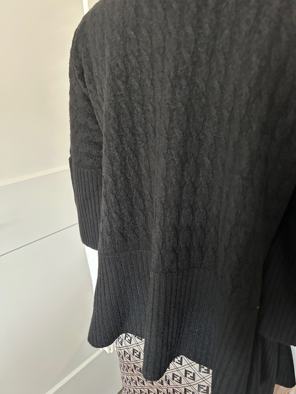 MaxMara Virgin Wool Poncho Sweater S/M Black Turtleneck - Picture 9 of 15